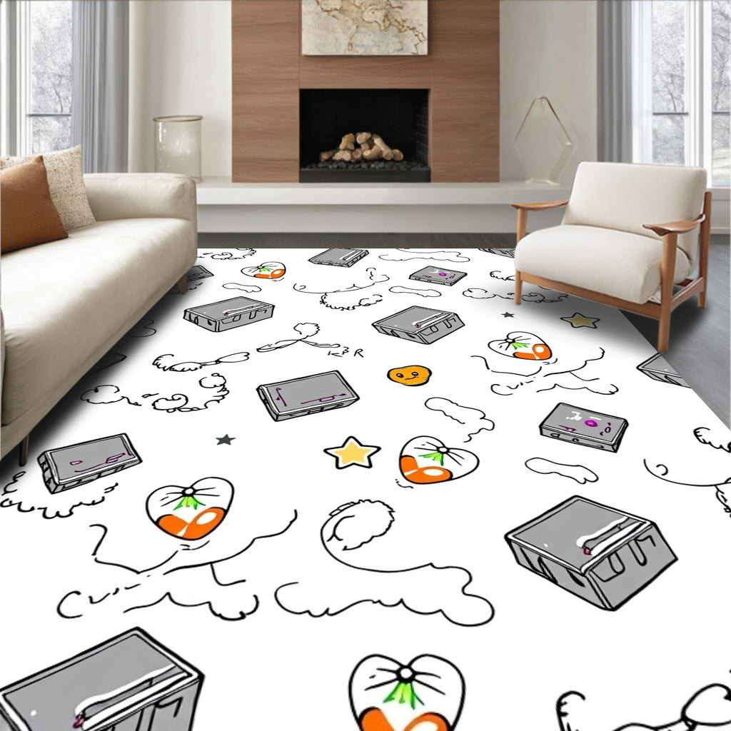 Whimsical Cloud Heart Design Rug