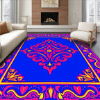 Vivid Floral Scroll-Patterned Rug