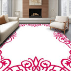 Intricate Fuchsia Swirl Border Design Rug