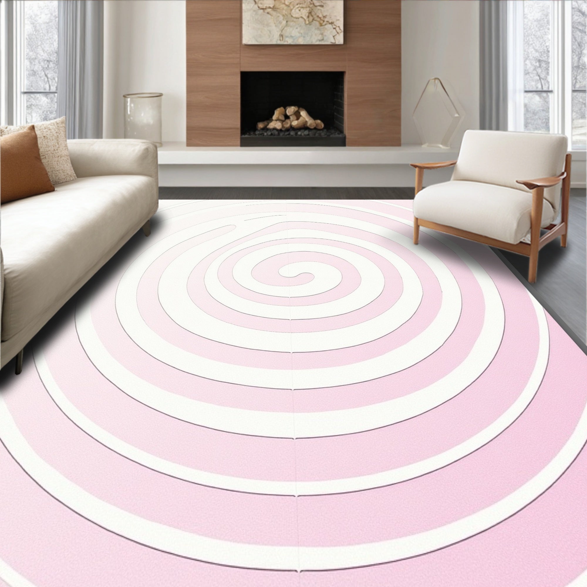 Pastel Pink Swirl Pattern Rug