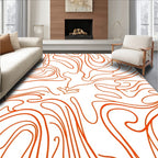 Flowing Orange Abstract Swirl Pattern Rug