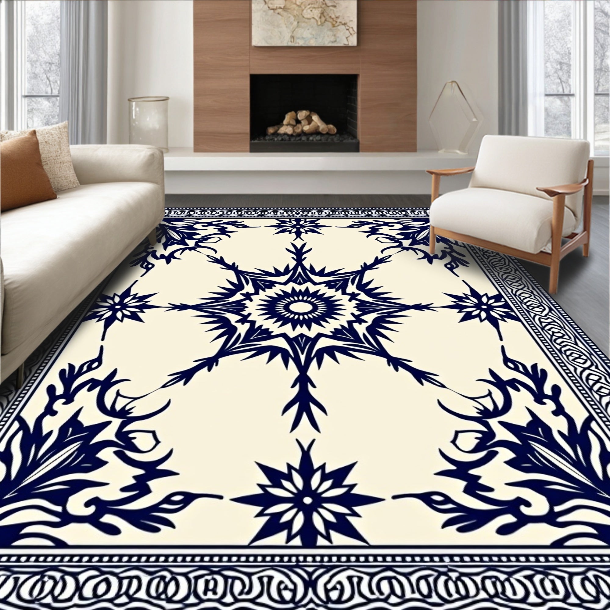 Intricate Floral And Starburst Medallion Rug