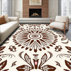 Rich Brown Floral Mandala Pattern Rug