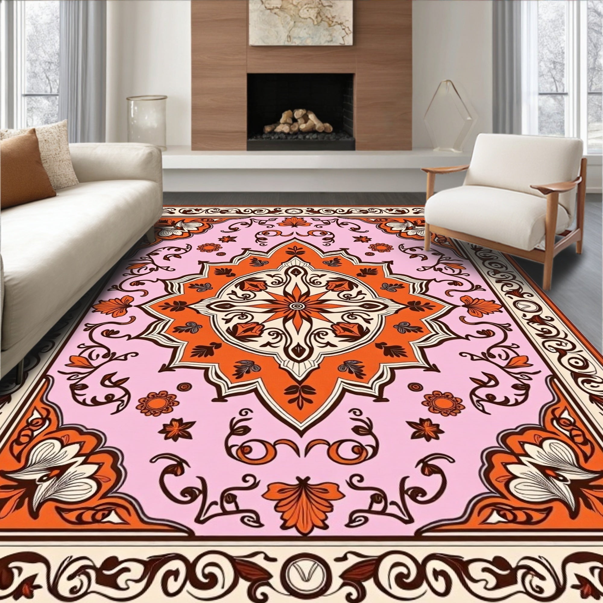 Ornate Floral Mandala Pattern Design Rug