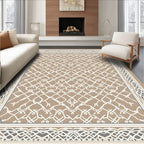 Intricate Lattice Tan Geometric Pattern Rug