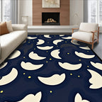 Abstract Crescent Moon Yellow Dot Pattern Rug