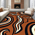 Abstract Swirls With Brown Beige Black Rug