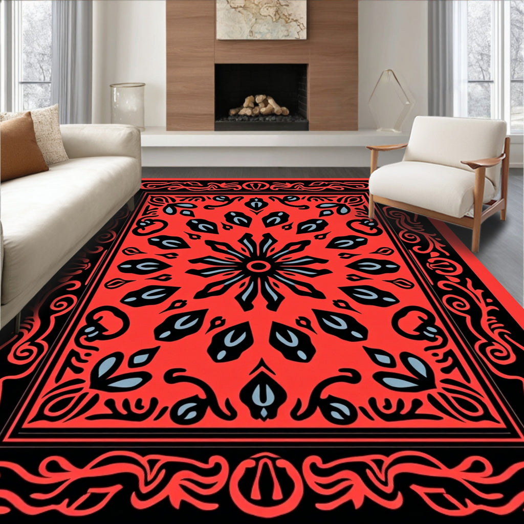 Ornate Floral Mandala Design Rug