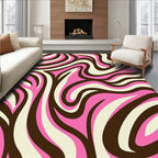 Retro Swirling Pink Brown Cream Pattern Rug