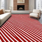 Crimson White Diagonal Stripe Rug