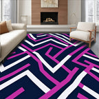 Abstract Pink White Geometric Maze Rug