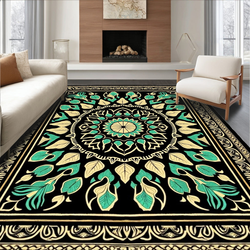 Intricate Floral Mandala Patterned Rug