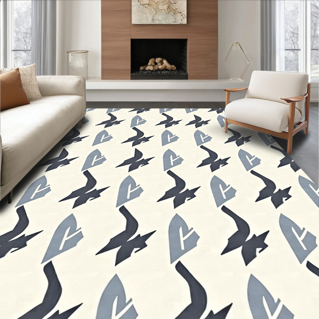 Geometric Bird And Shield Pattern Rug