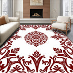 Maroon Floral Arabesque Medallion Design Rug