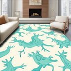 Abstract Teal Cream Organic Shapes Rug