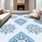 Cool Blue Snowflake Geometric Rug