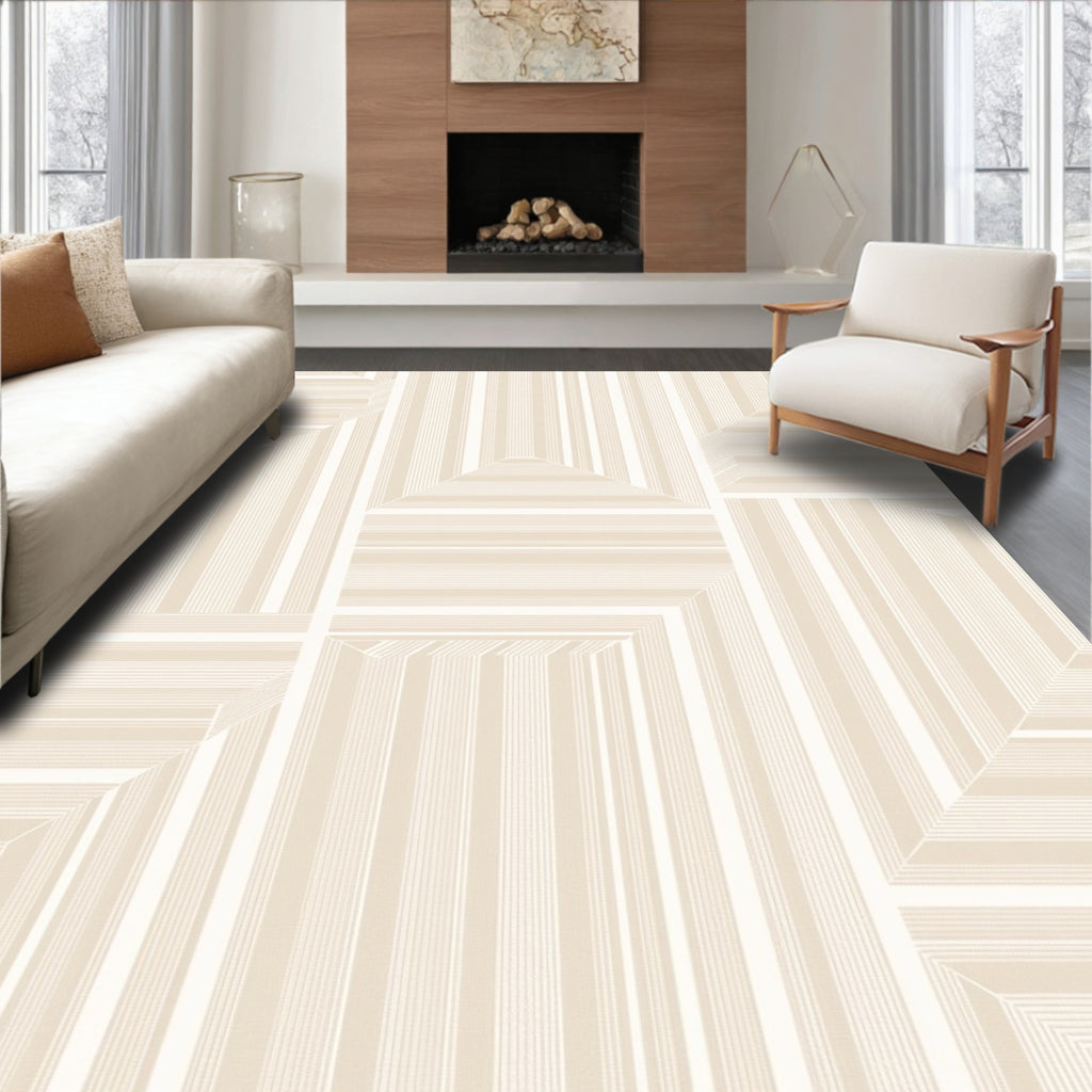 Geometric Stripes Abstract Tile Design Rug