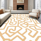 Beige Swirl Linear Pattern Rug