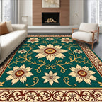 Vintage Floral Pattern Teal Rug