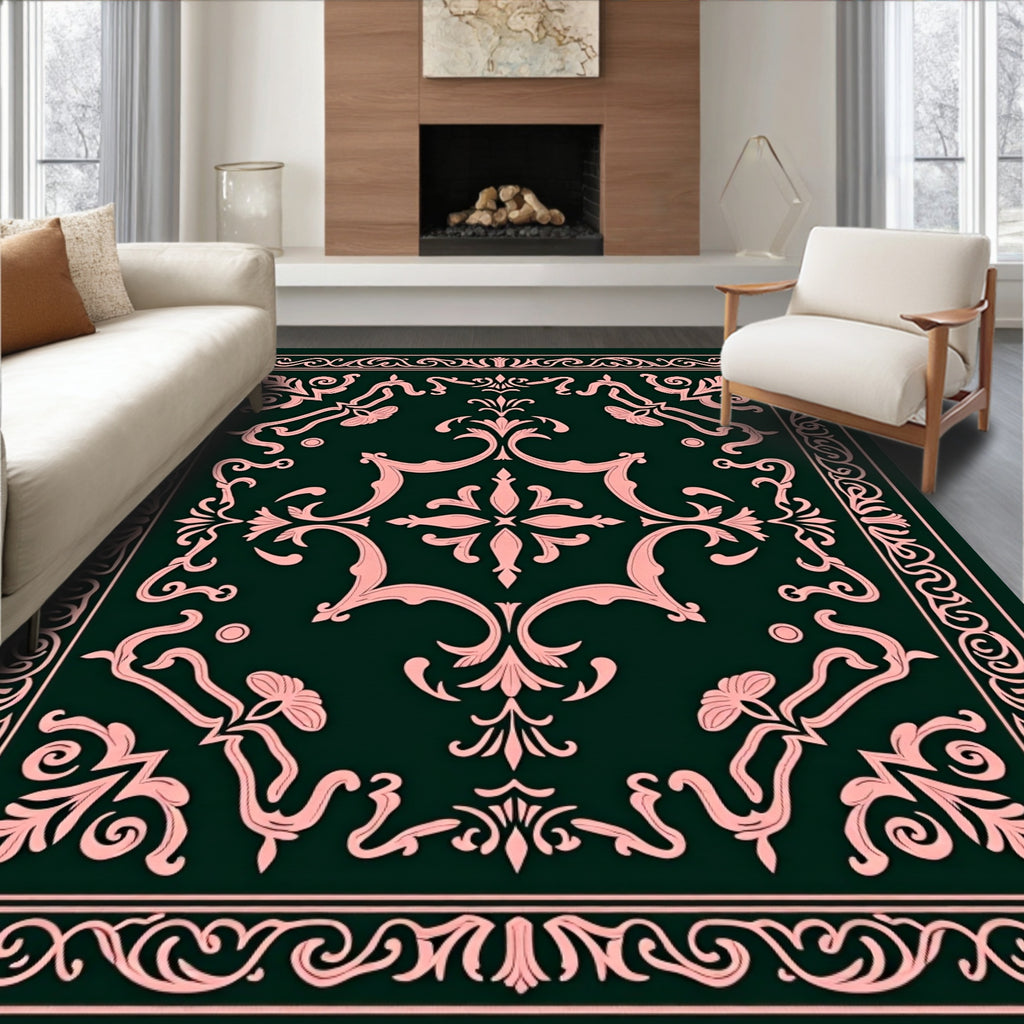 Chic Floral Damask With Swirls Rug