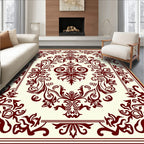Rich Crimson Baroque Floral Filigree Rug