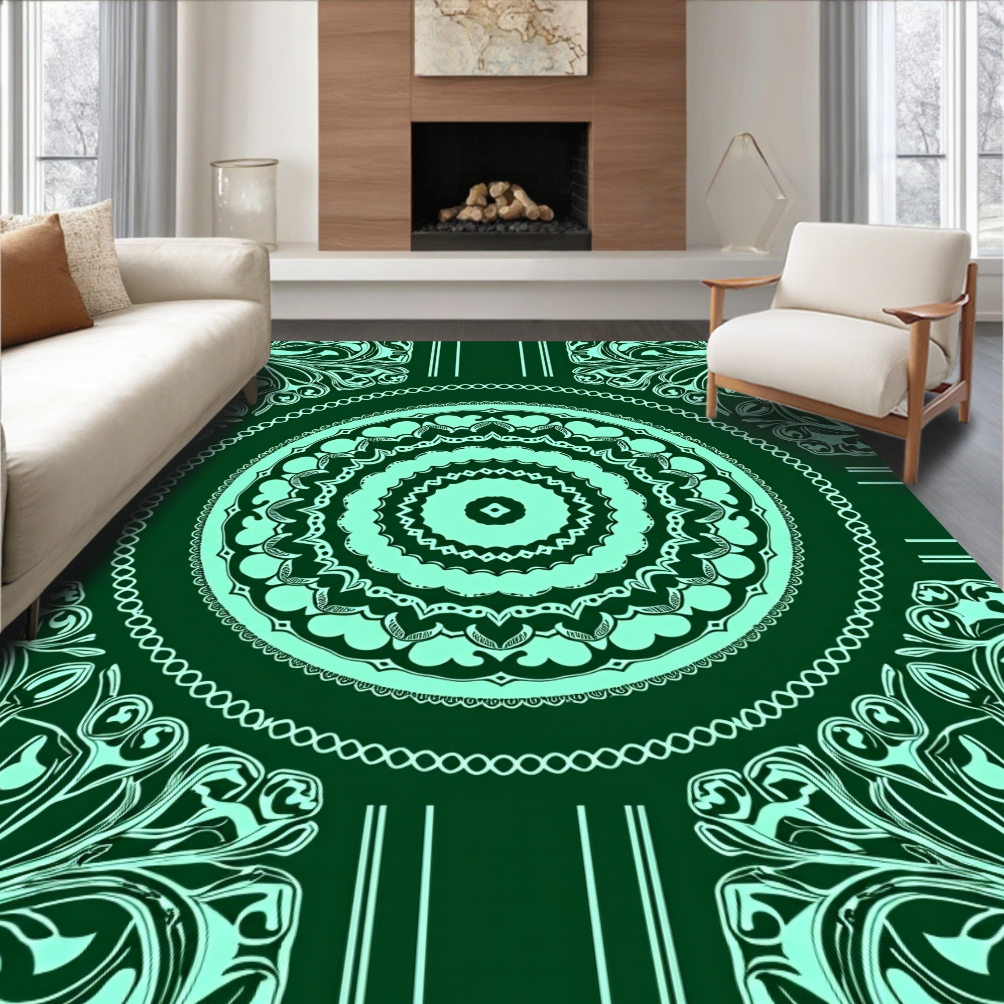 Ornate Mandala Floral Pattern Design Rug