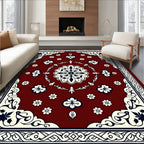 Elegant Floral Medallion Lattice Border Rug