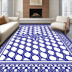 Blue And White Floral Lattice Pattern Rug
