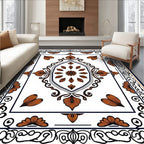 Terracotta Leaf Symmetry Design Rug