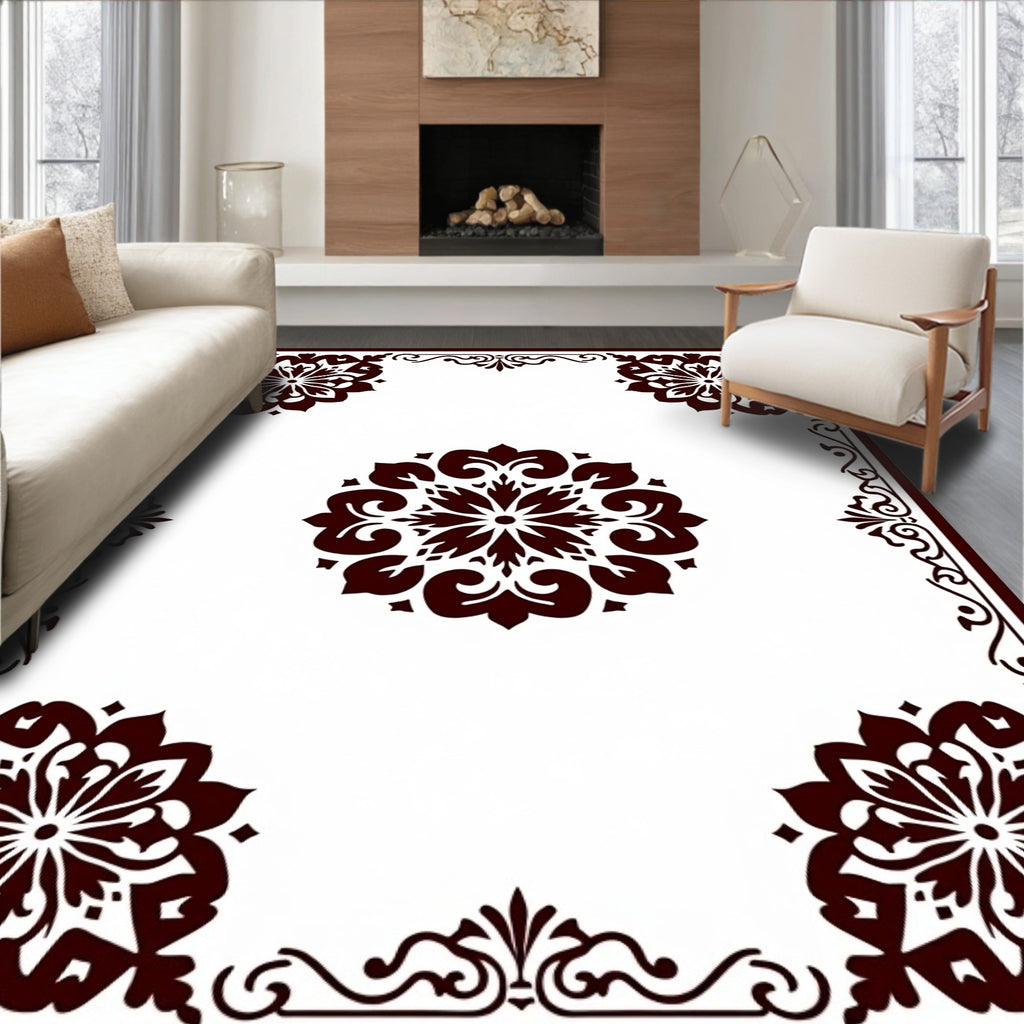Traditional Floral Motif Mandala Design Rug