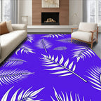 Vibrant Blue Leaf Pattern Rug