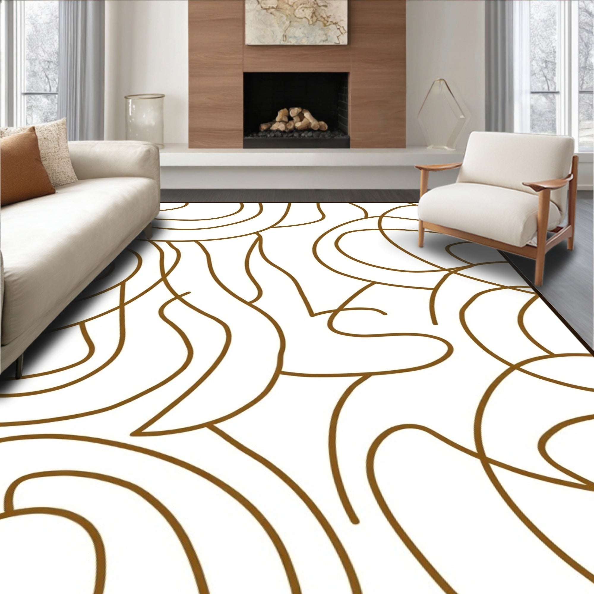 Abstract Curvy Swirl Pattern Rug