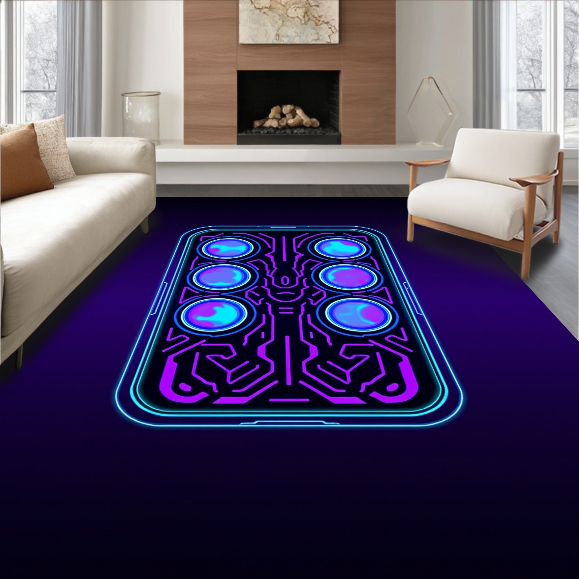 Futuristic Circuit Board Design Rug