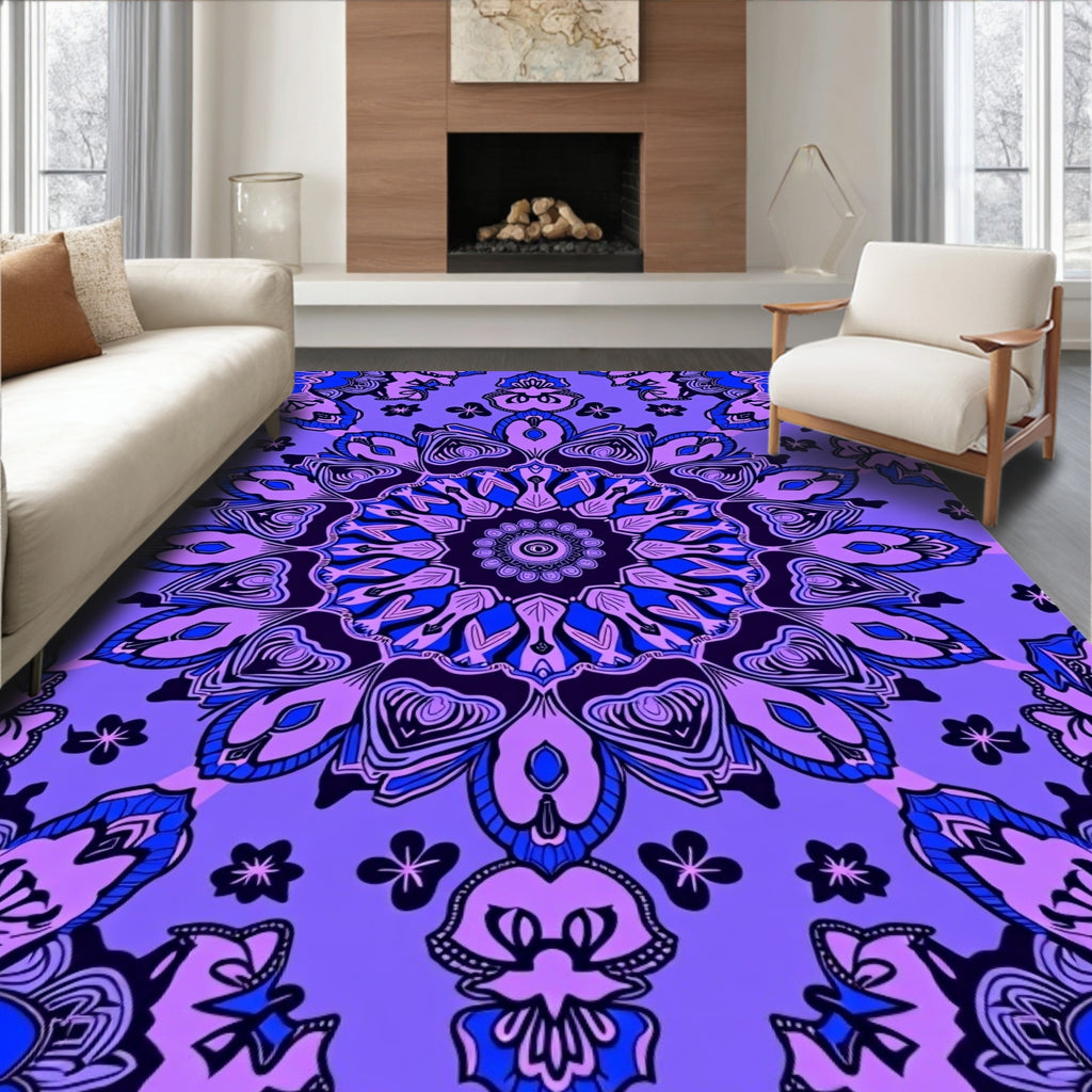 Intricate Mandala Patterned Violet Rug