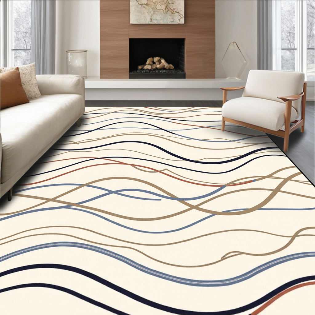 Abstract Wavy Line Pattern Rug
