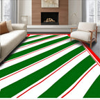 Holiday Red Green Striped Swirl Rug