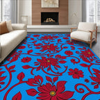 Vibrant Red Floral Vines Rug