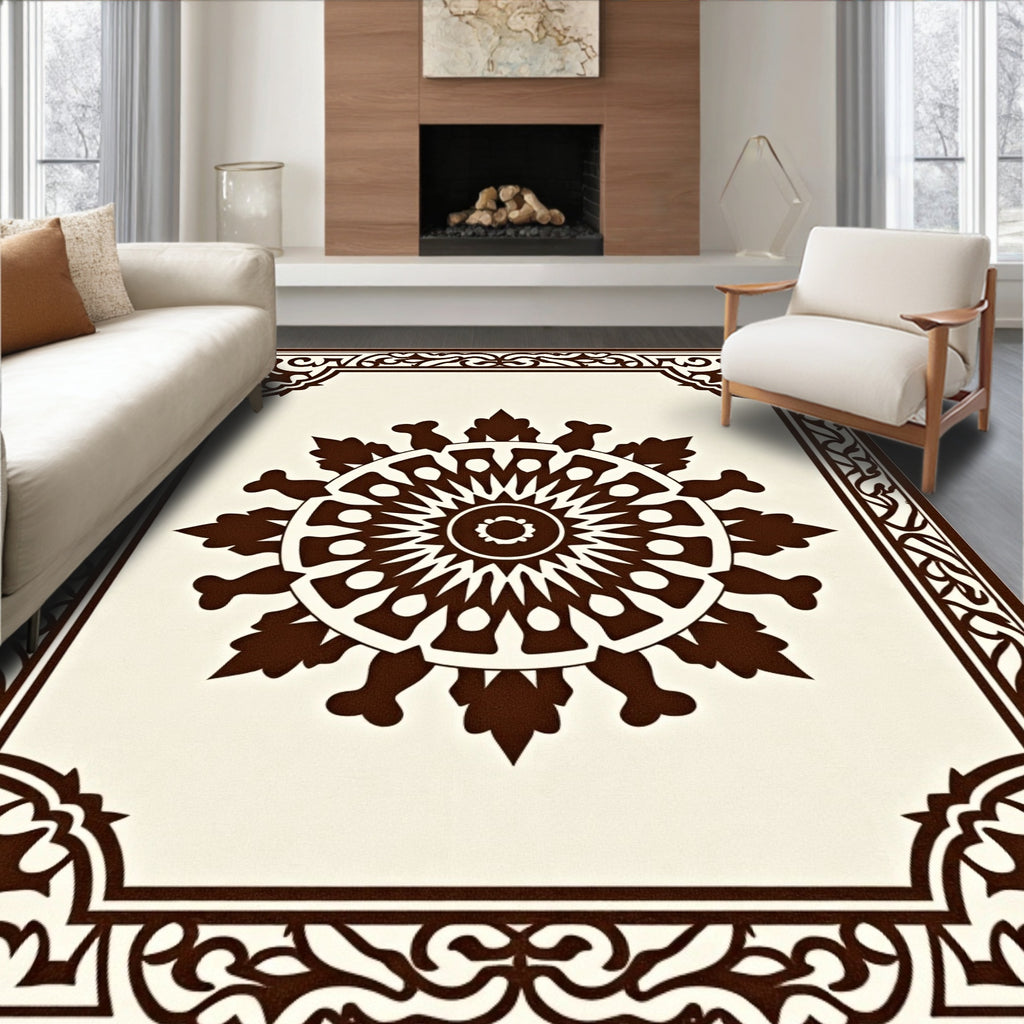 Ornate Dark Floral Medallion Pattern Rug