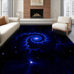 Cosmic Blue Spiral Starscape Rug