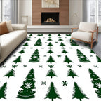 Deep Green Forest Winter Snowflakes Rug