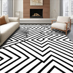 Monochromatic Geometric Maze Pattern Rug