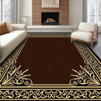 Ornate Scrollwork Floral Border Rug