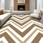 Brown Taupe White Chevron Pattern Rug