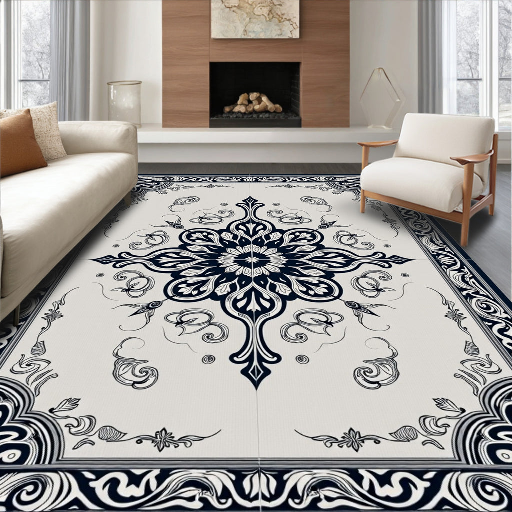 Ornate Floral Center Medallion Pattern Rug