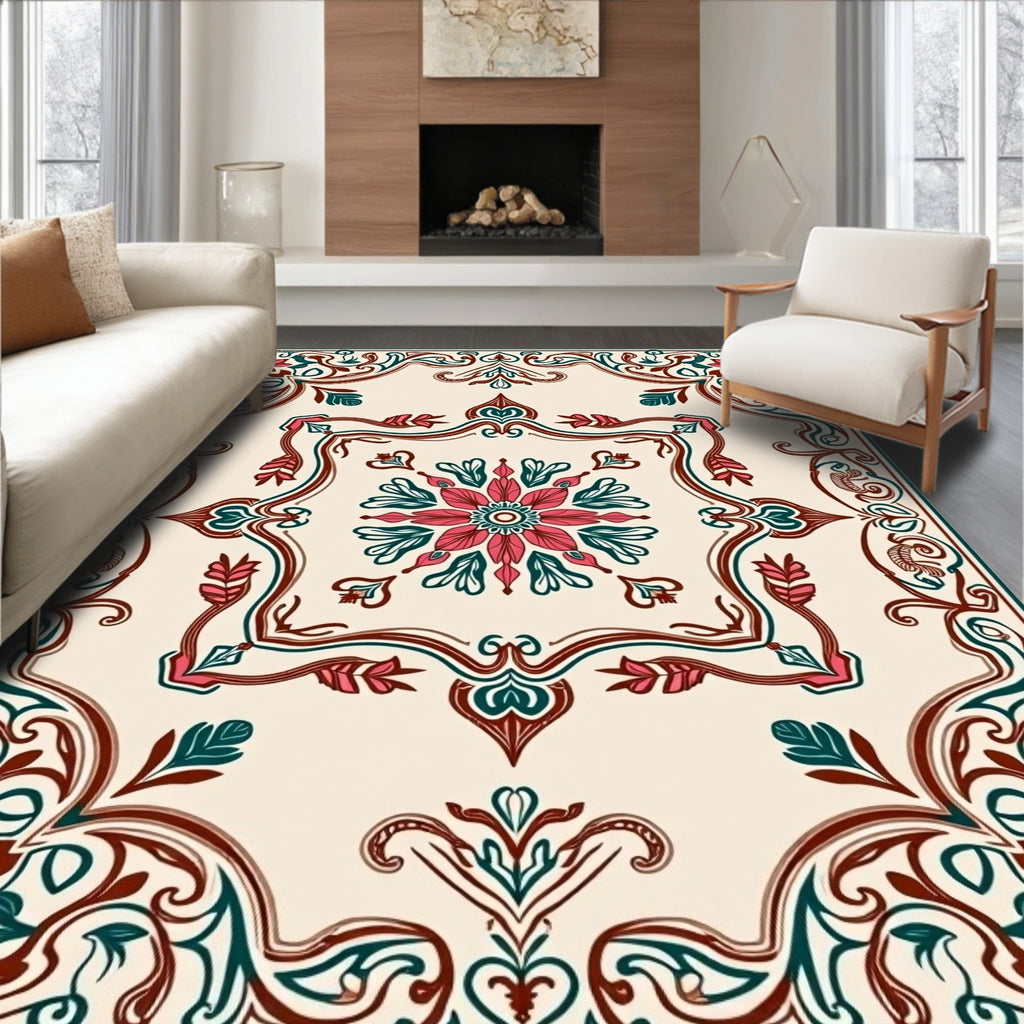 Floral And Leafy Intricate Pattern Rug