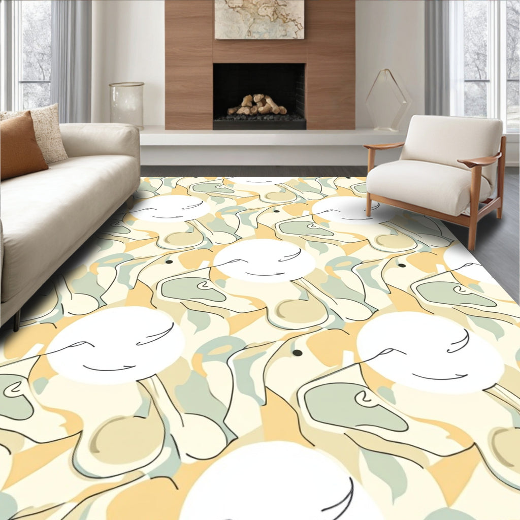 Abstract Whimsical Face Pattern Rug
