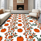 Orange Pumpkin Autumn Vine Swirl Rug