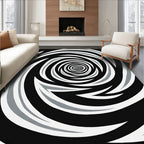 Abstract Black White Swirl Pattern Rug