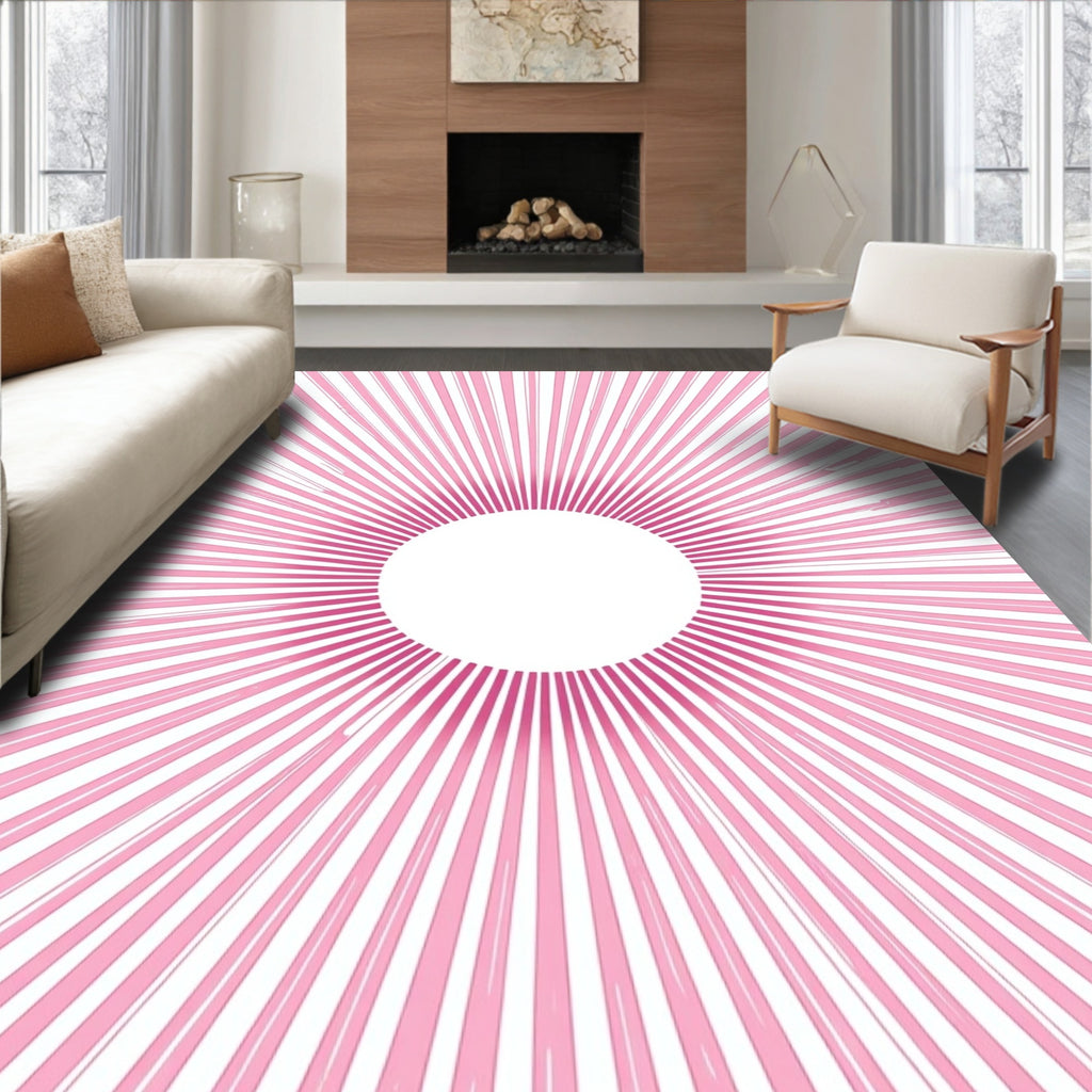 Radiant Pink Sunburst Pattern Rug