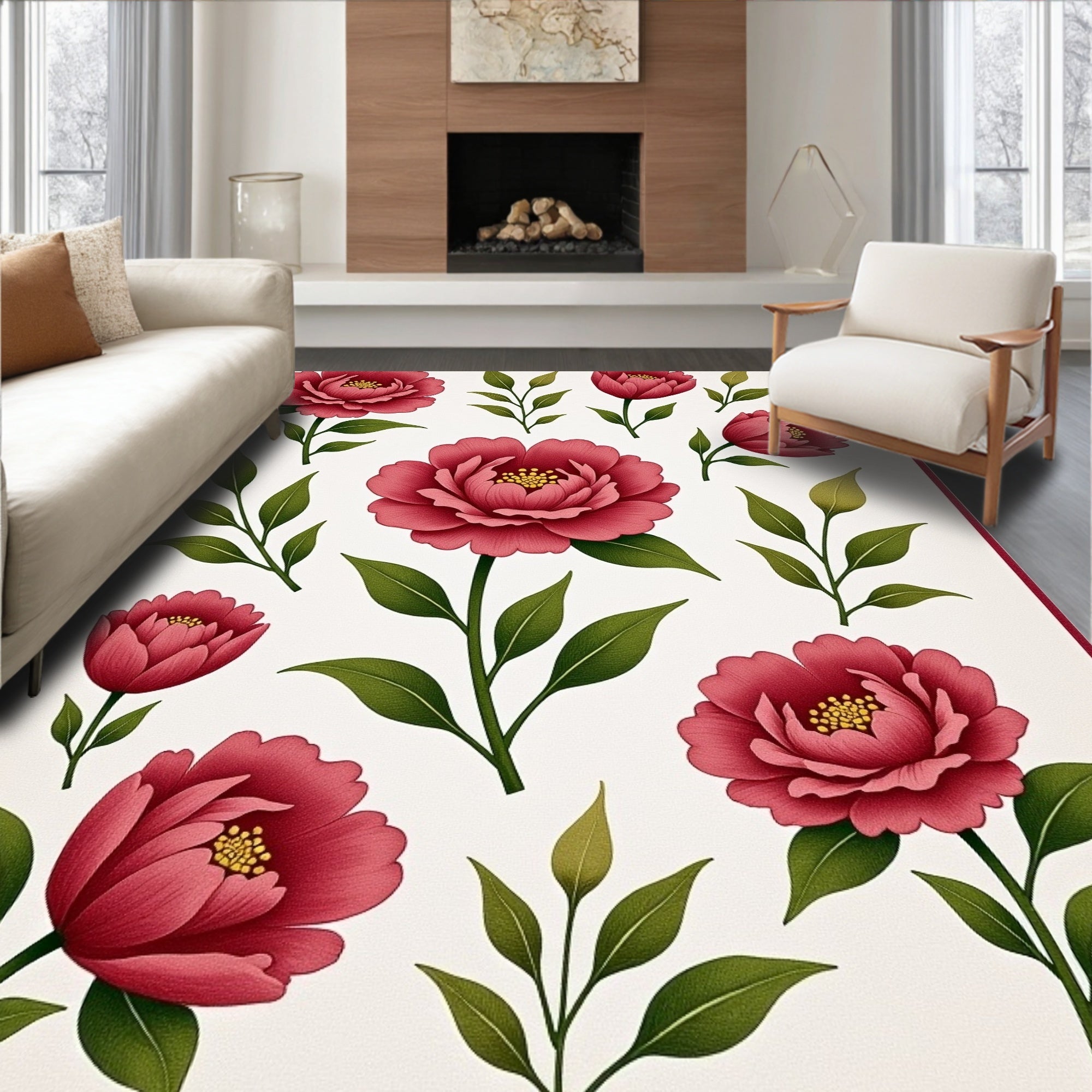 Traditional Floral Bloom Pattern Design Rug